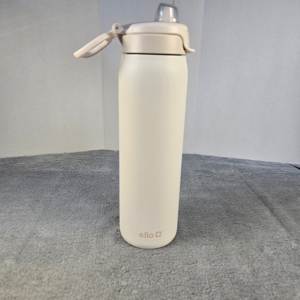 Ello Cooper 22oz Stainless Steel Water Bottle Cream Vacuum Insulated‎ Straw Lid